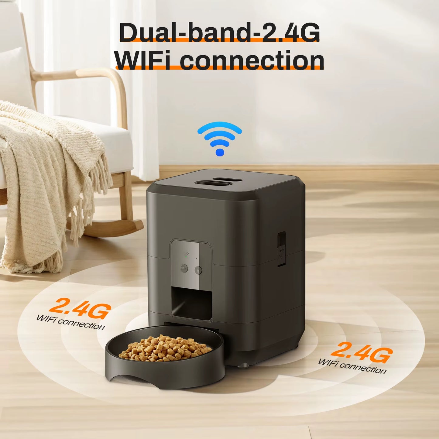 Smart 2L Automatic Cat and Dog Feeder with APP Control - Timed Dry Food Dispenser for Pets