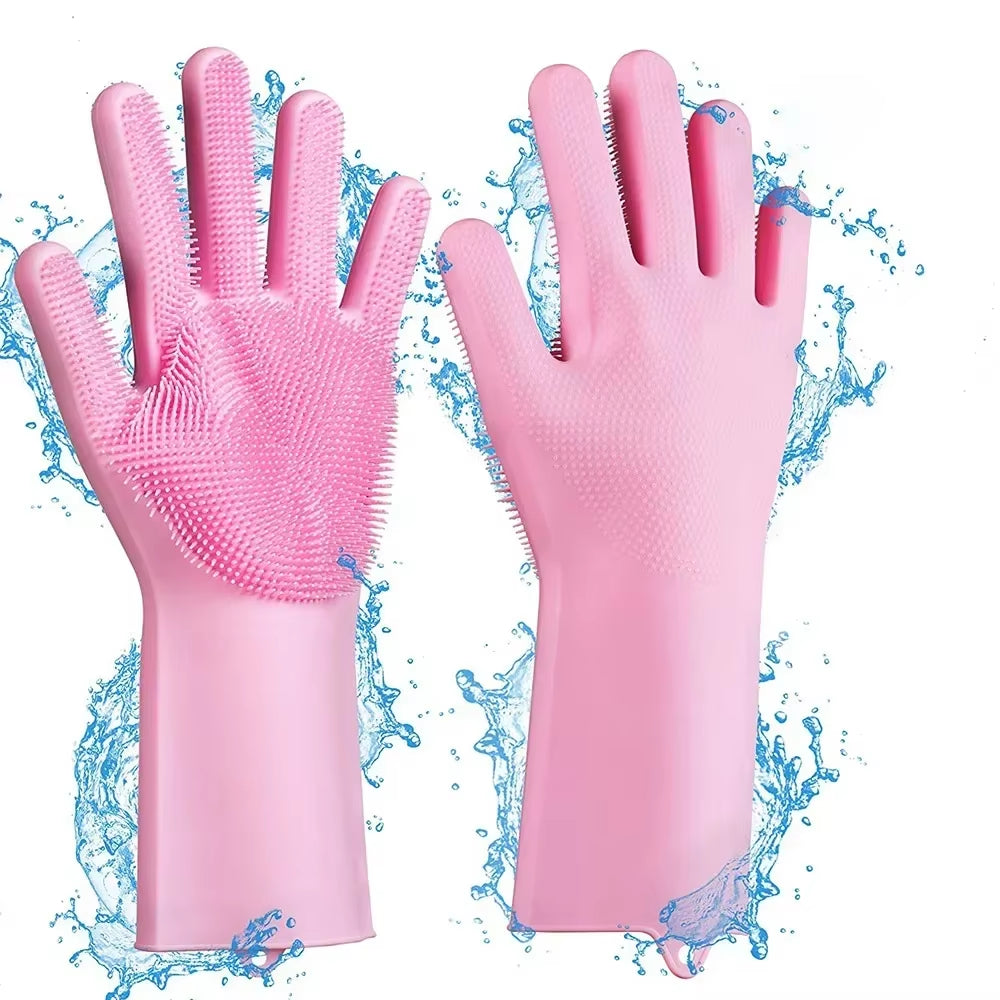Magic Pet Grooming Gloves - Dual-Function Bathing & Cleaning Tool for Dogs and Cats - Hair Removal & Dishwashing Sponge