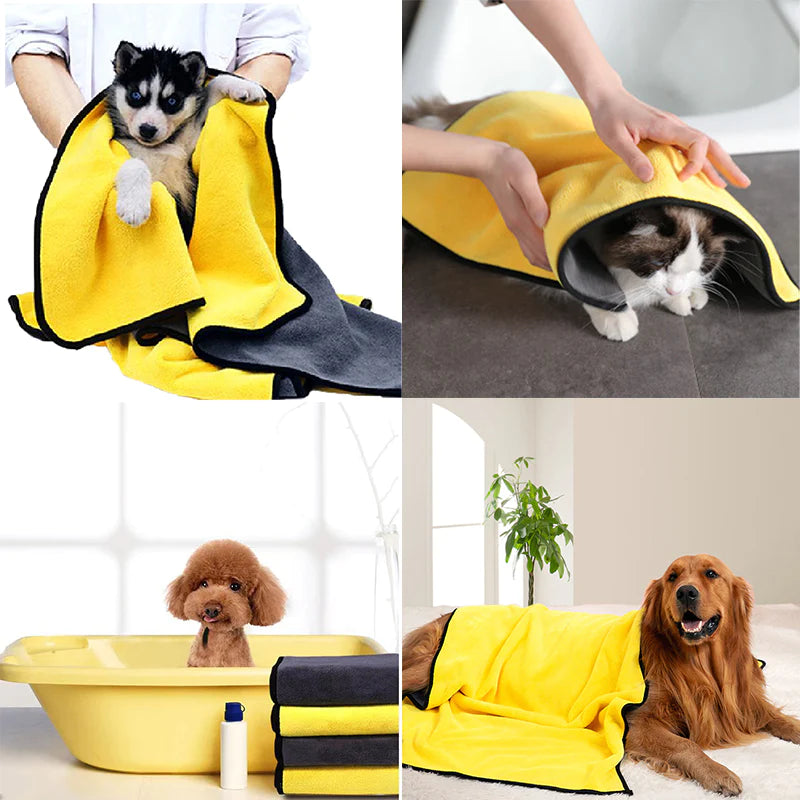 Ultra-Absorbent Quick-Drying Pet Towels for Dogs and Cats - Soft Fiber Bath Towels for Easy Cleaning and Drying
