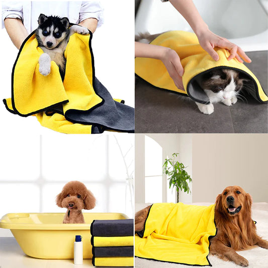 Ultra-Absorbent Quick-Drying Pet Towels for Dogs and Cats - Soft Fiber Bath Towels for Easy Cleaning and Drying