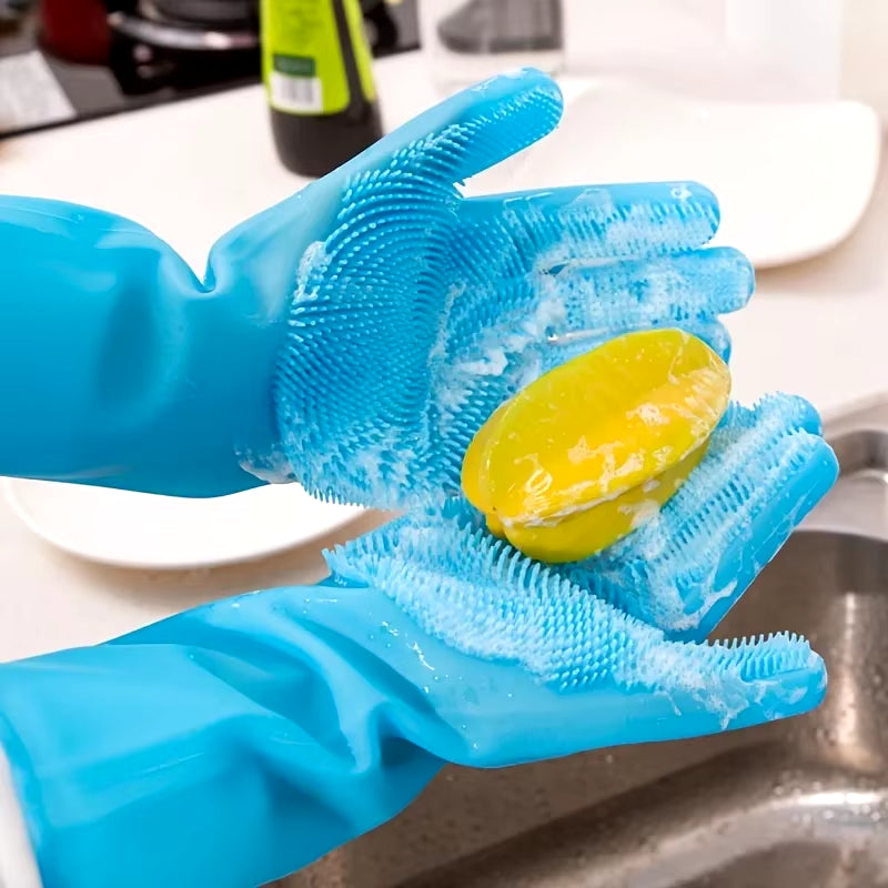 Magic Pet Grooming Gloves - Silicone Bathing & Cleaning Scrubber for Dogs and Cats, Hair Removal & Dishwashing Solution