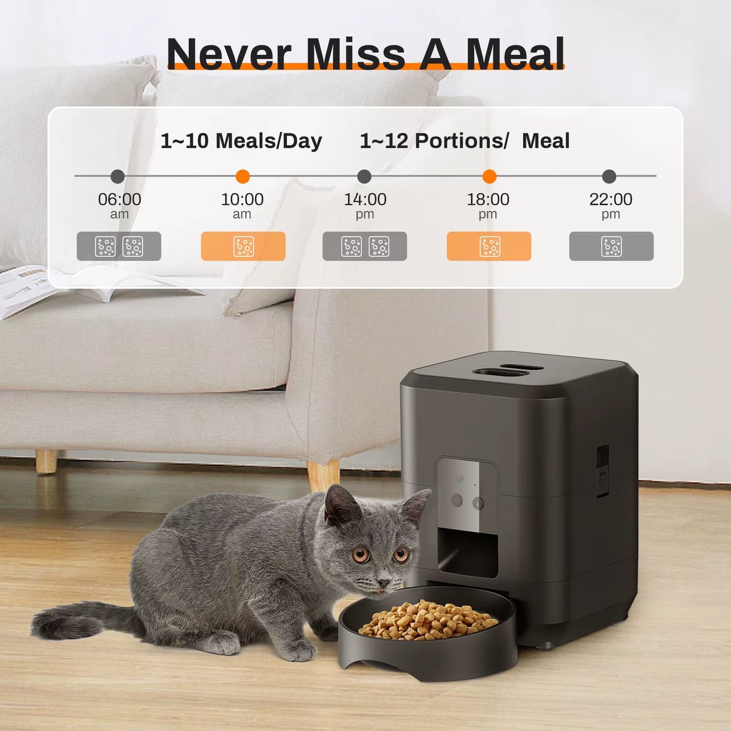 Smart 2L Automatic Cat and Dog Feeder with APP Control - Timed Dry Food Dispenser for Pets