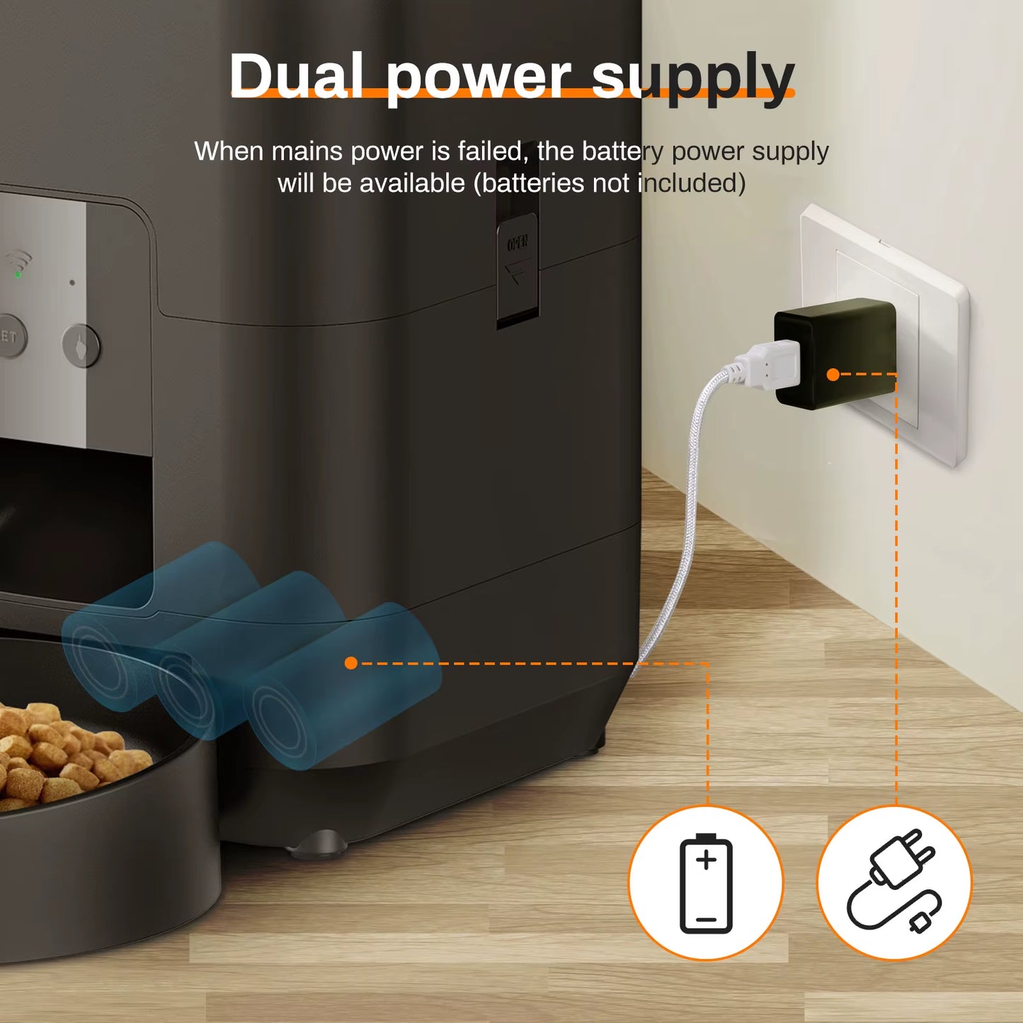 Smart 2L Automatic Cat and Dog Feeder with APP Control - Timed Dry Food Dispenser for Pets