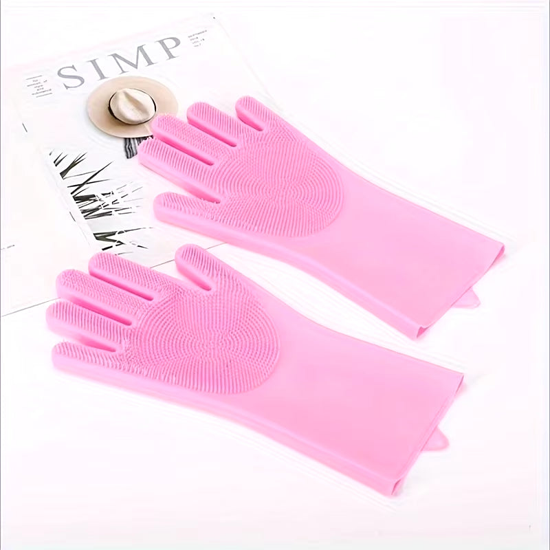 Magic Pet Grooming Gloves - Silicone Bathing & Cleaning Scrubber for Dogs and Cats, Hair Removal & Dishwashing Solution