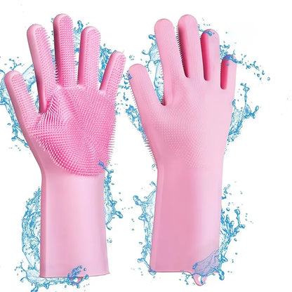 Magic Pet Grooming Gloves - Dual-Function Bathing & Cleaning Tool for Dogs and Cats - Hair Removal & Dishwashing Sponge