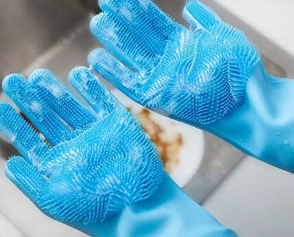 Magic Pet Grooming Gloves - Dual-Function Bathing & Cleaning Tool for Dogs and Cats - Hair Removal & Dishwashing Sponge