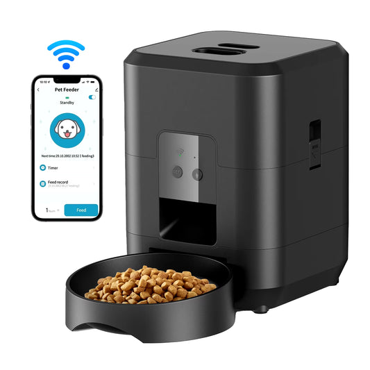 Smart 2L Automatic Cat and Dog Feeder with APP Control - Timed Dry Food Dispenser for Pets