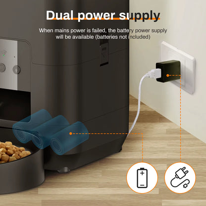 Smart 2L Automatic Cat and Dog Feeder with APP Control - Timed Dry Food Dispenser for Pets