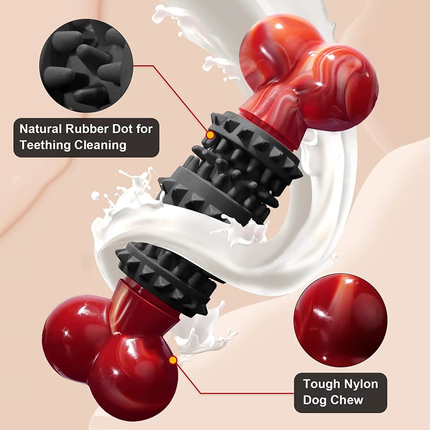 Indestructible Dog Bone Toy for Aggressive Chewers - Interactive Chew Toy for Medium to Large Dogs by Dinosam