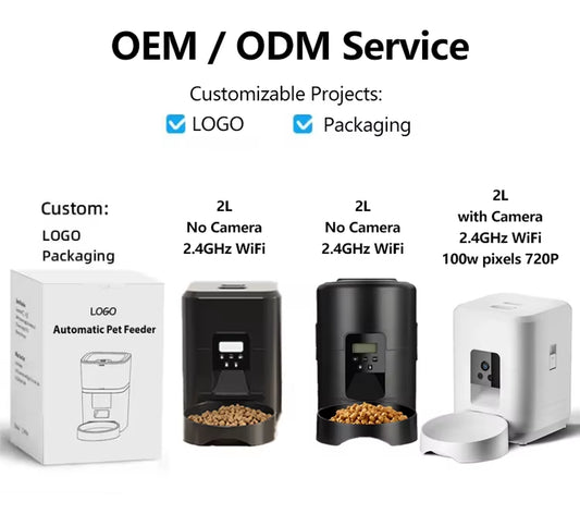 Smart 2L Automatic Cat and Dog Feeder with APP Control - Timed Dry Food Dispenser for Pets