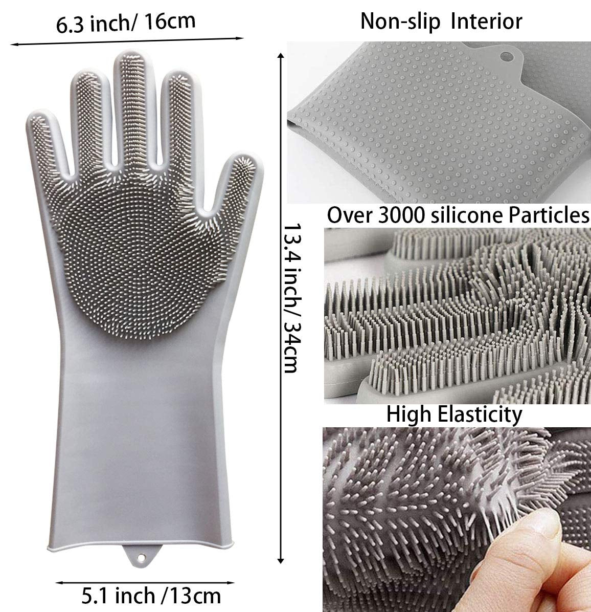 Ultimate Pet Grooming Glove - Soft Silicone Bath Brush for Dogs & Cats, Effortless Hair Removal & Bathing - Grey