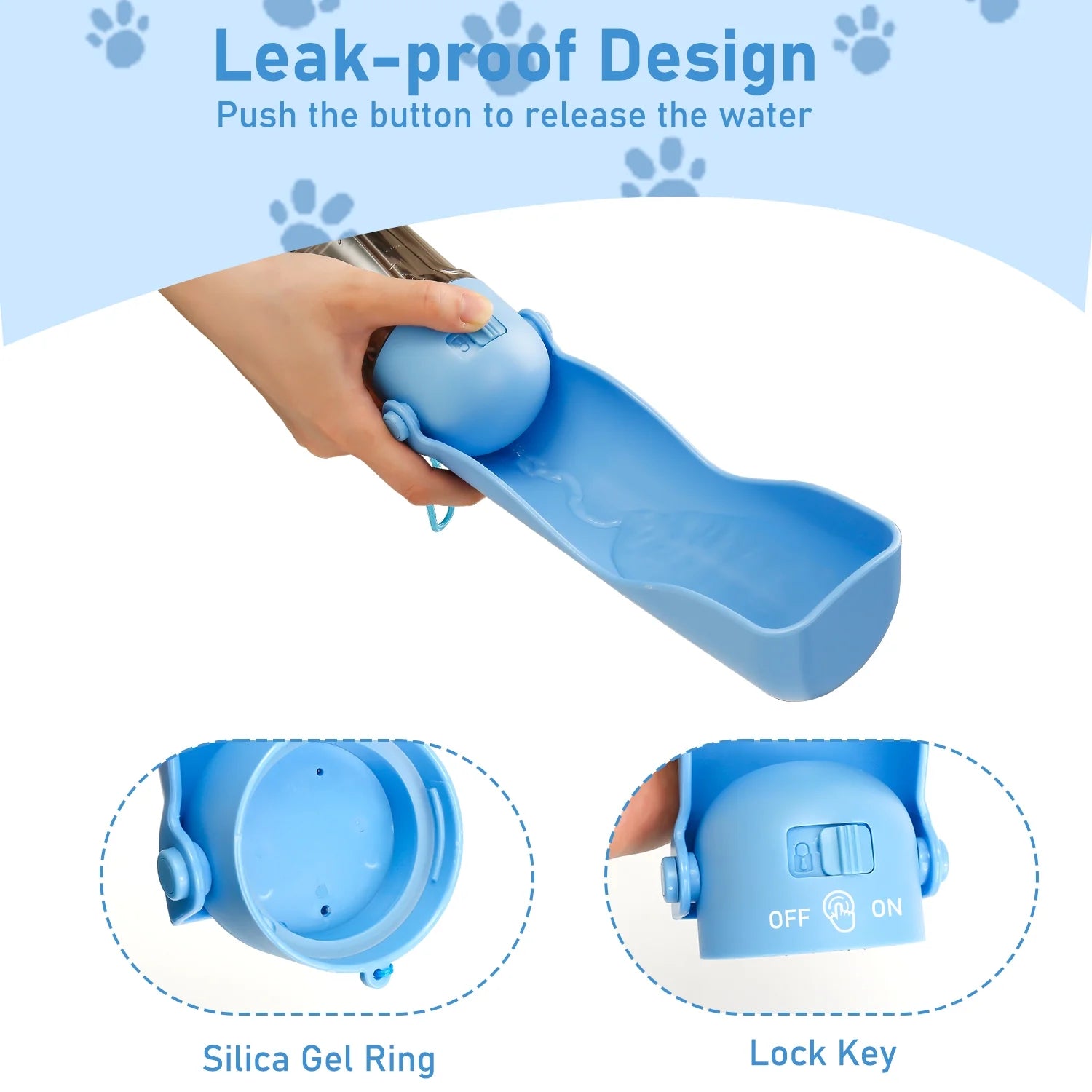 Portable 2-in-1 Dog Water Bottle & Food Dispenser - Leak Proof Travel Solution with Shovel & Garbage Bags for Dogs & Cats