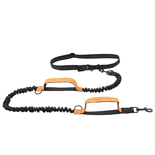 Ultimate Hands-Free Retractable Dog Leash for Running - Double Handles, Elastic Cord & Reflective Design for Large Dogs
